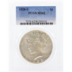 1928-S $1 Peace Silver Dollar Coin PCGS MS62