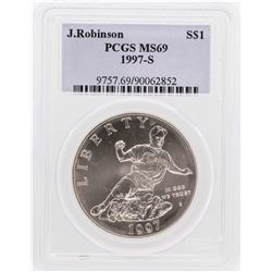 1997-S $1 Jackie Robinson Commemorative Silver Dollar Coin PCGS MS69