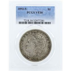 1892-S $1 Morgan Silver Dollar Coin PCGS VF30