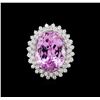 Image 1 : 14KT White Gold 22.47ct Kunzite and Diamond Ring