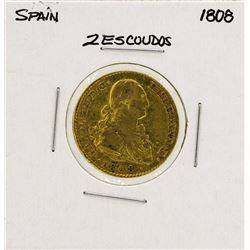 1808 Carlos IV Spanish 2 Escudos Gold Coin