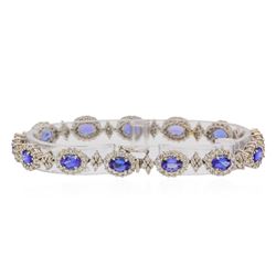 18KT White Gold 6.40ctw Tanzanite and Diamond Bracelet