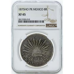 1875HO PR Mexico 8 Reales Coin NGC XF45