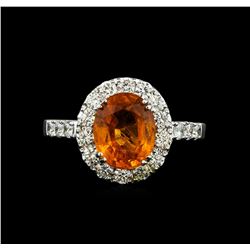 14KT White Gold 3.50ct Mandarin Spessartite and Diamond Ring