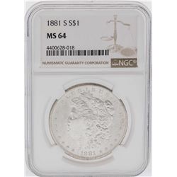 1881-S $1 Morgan Silver Dollar Coin NGC MS64
