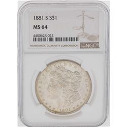 1881-S $1 Morgan Silver Dollar Coin NGC MS64