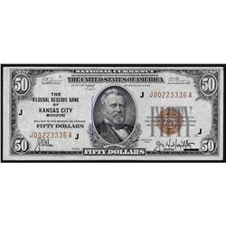 1929 $50 Federal Reserve Bank of Kansas City National Currency Note