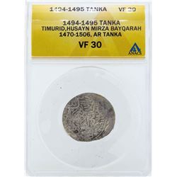 1494-1495 Timurid Tanka Husayn Coin ANACS VF30