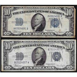 Lot of (2) 1934 $10 Silver Certificate Notes