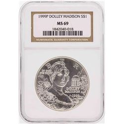 1999-P $1 Dolley Madison Commemorative Silver Dollar Coin NGC MS69