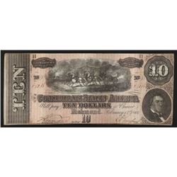 1864 $10 The Confederate States of America Note