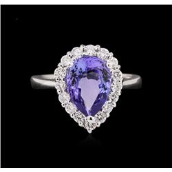 14KT White Gold 2.62ct Tanzanite and Diamond Ring
