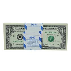 Pack of (100) Consecutive 1999 $1 Federal Reserve STAR Notes St. Louis