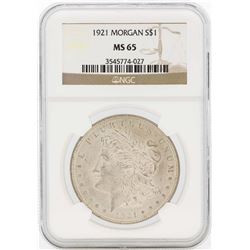 1921 $1 Morgan Silver Dollar Coin NGC MS65