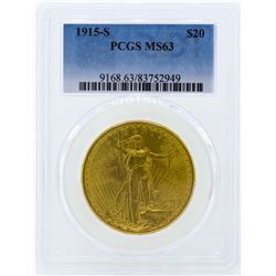 1915-S $20 Liberty Head Double Eagle Gold Coin PCGS MS63