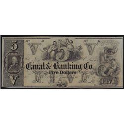 1800s $5 Canal Banking Co. New Orleans Obsolete Bank Note