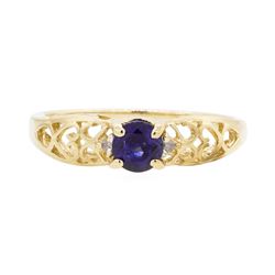 14KT Yellow Gold Lady's 0.50ct Sapphire and Diamond Ring