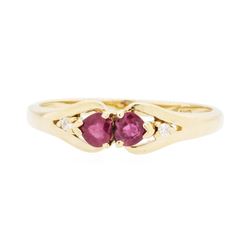 14KT Yellow Gold 0.20ctw Ruby and Diamond Ring