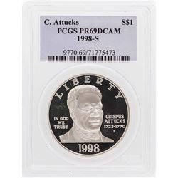 1998-S $1 Crispus Attucks Commemorative Silver Dollar Coin PCGS PR69DCAM
