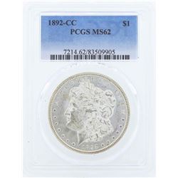 1892-CC $1 Morgan Silver Dollar Coin PCGS MS62