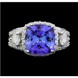 14KT White Gold 3.57ct Tanzanite and Diamond Ring