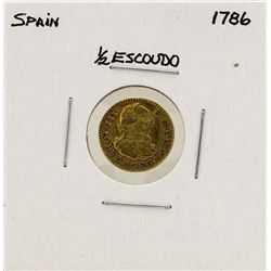 1786 Charles III Spanish 1/2 Escudos Gold Coin
