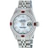 Image 1 : Ladies Rolex Stainless Steel & White Gold MOP Diamond & Ruby DateJust Wristwatch