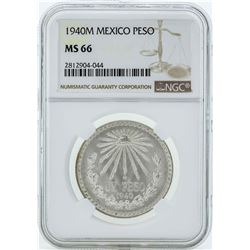 1940M Mexico Peso Silver Coin NGC MS66