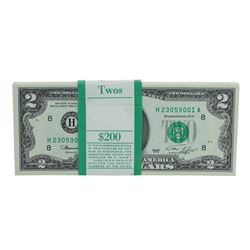 Pack of (100) Consecutive 1976 $2 Federal Reserve Notes Uncirculated St. Louis