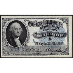 1893 Worlds Columbian Exposition Chicago Ticket