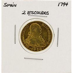 1794 Carlos IV Spanish 2 Escudos Gold Coin
