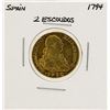 Image 1 : 1794 Carlos IV Spanish 2 Escudos Gold Coin
