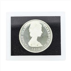 1978 Cayman Islands $50 Sovereign Queens Silver Coin