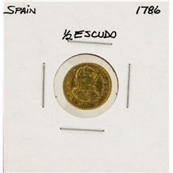 1786 Charles III Spanish 1/2 Escudos Gold Coin