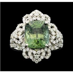 18KT White Gold 6.32ct Green Sapphire and Diamond Ring