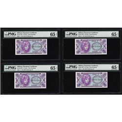 (4) Consecutive 5 Cents Military Payment Certificates Series 641 PMG Gem Unc 65E