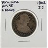 Image 1 : 1802 IJ Peru Lima 2 Reales KM95 Silver Coin
