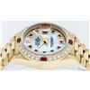 Image 7 : Ladies Rolex Quickset 18K Yellow Gold MOP Ruby & Diamond President Wristwatch