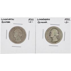 1932-S & 1932-D Washington Silver Quarter Coins