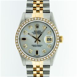 Gents Rolex Two-Tone Diamond Baguette and Sapphire Datejust Wristwatch