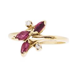 14KT Yellow Gold 0.15ctw Ruby and Diamond Ring