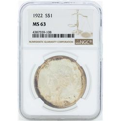 1922 $1 Peace Silver Dollar Coin NGC MS63
