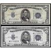 Image 1 : Lot of (2) 1934C $5 Silver Certificate Notes