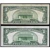 Image 2 : Lot of (2) 1934C $5 Silver Certificate Notes