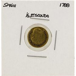1788 Charles III Spanish 1/2 Escudos Gold Coin