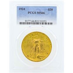 1924 $20 St. Gaudens Double Eagle Gold Coin PCGS MS66