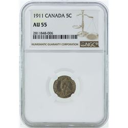1911 Canada 5 Cent Coin NGC AU55
