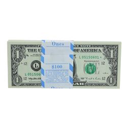 Pack of (100) Consecutive 1995 $1 Federal Reserve STAR Notes San Francisco