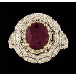 14KT Yellow Gold 3.72ct Ruby and Diamond Ring