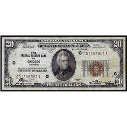 1929 $20 The Federal Reserve Bank of Chicago National Currency Note